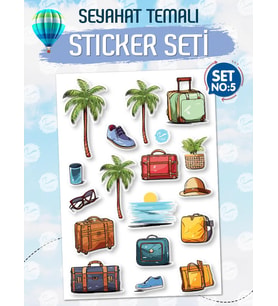 Seyahat Temalı Bavul Sticker Etiket Çıkartma S5 (Laptop Tablet Suluk Telefon Valiz Defter Kitap)-T973