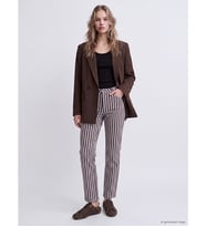 LCW Jeans Mavi Çizgili Crop Flare Kadın Jean Pantolon