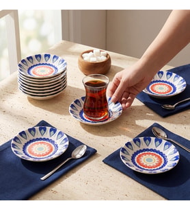 GÜRAL PORSELEN Acem 12 Parça Çay Tabağı 3426
