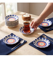 GÜRAL PORSELEN Acem 12 Parça Çay Tabağı 3426