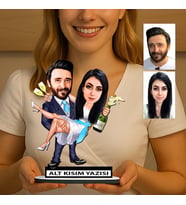 KİŞİYE ÖZEL SEVGİLİLER GÜNÜ HEDİYESİ GELİN DAMAT KARİKATÜR BİBLO FN38
