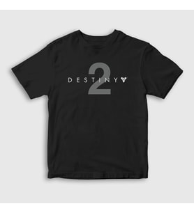 Presmono Unisex Çocuk Beyaz Logo Oyun Destiny 2 T-Shirt 554761tt (Siyah)