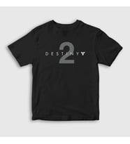 Presmono Unisex Çocuk Beyaz Logo Oyun Destiny 2 T-Shirt 554761tt (Siyah)