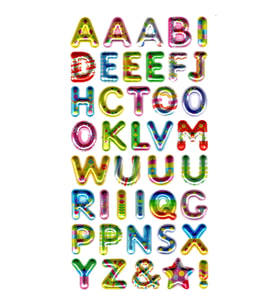 Sticker Kabartmalı Stiker Defter, Planlayıcı Etiket (metalik751) - 17X9 cm - Metalik Alfabe Desenli