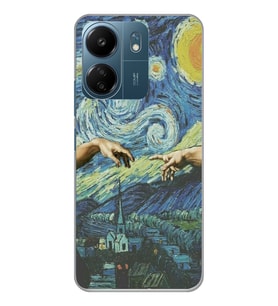 Xiaomi Redmi 13C Uyumlu Sanatsal Vintage Desenli Şeffaf Telefon Kılıfı