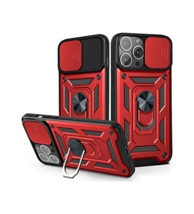 Coverzone iPhone 13 Pro ?le Uyumlu PhoenixShield S�rg�l� Sistem Kamera Korumal? Kapak Tam Koruma Manyetik Vega Kapak K?rm?z?