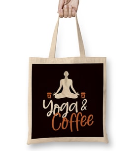 Yoga Coffee Asana Meditation Zen Nirvana Gift Bez Çanta Uzun Saplı