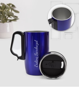 Kişiye Özel Kulplu 280 ML Çelik Termos (Mavi)