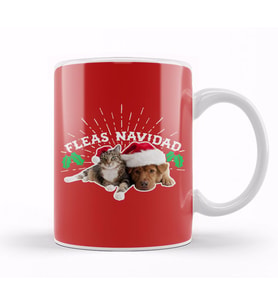 Feliz Navidad Fleas Navidad Christmas Pets Kupa Bardak Porselen