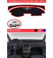 Volkswagen Passat B6 2007-2012 Için Uygun Torpido Koruma Halısı Siyah Kenar Renk Kırmızı