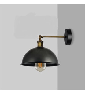 RİOLİGHT RETRO3,VİNTAGE3,RUSTİK3 SİYAH 1XE27 ESKİTME DUYLU MASALLI TEKLİ DUVAR APLİK ŞAPKA ÇAP:23CM