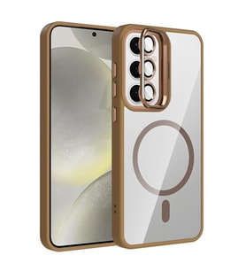 Coverzone Samsung Galaxy S25 ile Uyumlu Z-Etro MagSafe Wireless ?arj Destekli, G��l� Manyetik Tutucu, Stand Olabilen, Kamera Lens Hediyeli Koruyucu K?l?f Desert Titanyum