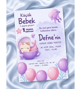EKONOMİK BABY SHOWER DAVETİYE MODEL NO:0016-0020 ZARF DAHİL