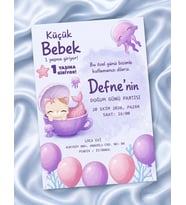 EKONOMİK BABY SHOWER DAVETİYE MODEL NO:0016-0020 ZARF DAHİL
