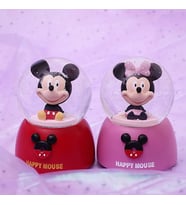 Mickey Mouse Temalı Orta Boy Işıklı Müzikli Kar Küresi-Kırmızı (Pembe)