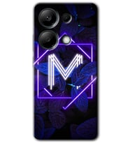 Redmi Note 13 Pro 4G Kılıf HD Desen Baskılı Kılıf - Dark Neon Yaprak M Harfi