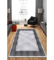 Gri Çerçeveli Kaymaz Tabanlı Makinede Yıkanabilir Halı AR734 - 100 x 160 cm