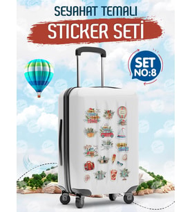 Seyahat Temalı Bavul Sticker Etiket Çıkartma S8 (Laptop Tablet Suluk Telefon Valiz Defter Kitap)-T976