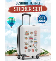 Seyahat Temalı Bavul Sticker Etiket Çıkartma S8 (Laptop Tablet Suluk Telefon Valiz Defter Kitap)-T976