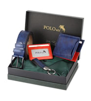 Polo Air Kutulu Erkek Kemer Cüzdan Kartlık Anahtarlık Seti SETE-3008-H (Lacivert)