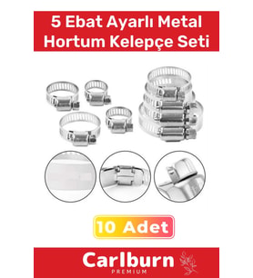 Özel Üretim Hortum Araç Bahçe Paslanmaz Çelik 5 Ebat 10 Adet Ayarlı Metal Kelepçe Seti
