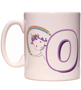 O Harfi Unicorn Boynuzlu At Tasarım Renkli Harfli Kupa Bardak