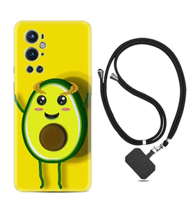 Tecno Spark 9 Pro Kılıf Resimli Boyun Askılı İpli Desenli Silikon Series Sevimli Avokado 1880
