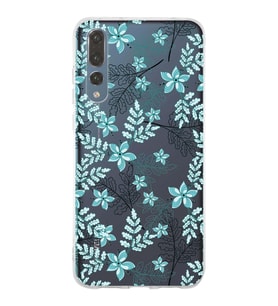 Huawei P20 Pro Uyumlu Kapak Floral Su Yeşili Tasarımlı Şeffaf Silikon Kılıf