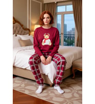 Kadın Ekose Desenli Konforlu Pijama Takımı Ev Giyimi Fonksiyonel Dayanıklı Kaliteli Modern