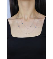 Nazar Boncuklu 113 cm Rodyumlu Gümüş Kolye 7256