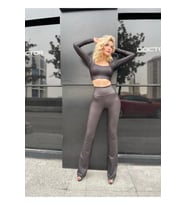 Clara Deri Görünümlü İspanyol Paça Tayt