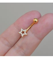 Heppii Yıldızlı Göbek Piercingi Çelik Gold Renkli Minimal (Çok Renkli)