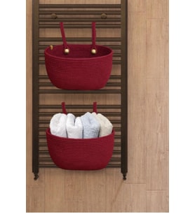 Hasır Banyo Düzenleyici, Organizer, Havluluk, Peçetelik (Bordo)