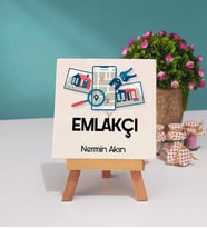 Emlakçı Tasarımlı Kişiye Özel Hediye Emlakçı Dekoratif Taş Baskı