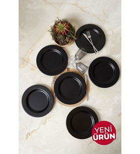 Keramika Mat Siyah İyonya Servis Tabağı 26 Cm 6 Adet 956 Siyah