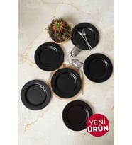 Keramika Mat Siyah İyonya Servis Tabağı 26 Cm 6 Adet 956 Siyah