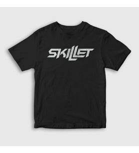 Presmono Unisex Çocuk Siyah Logo Skillet T-Shirt 539262tt