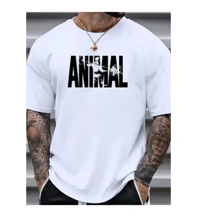 Baskılı Oversize Bisiklet Yaka T-shirt - Beyaz