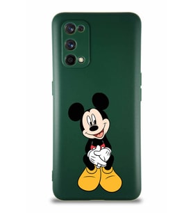 Realme 7 Pro Soft Premier Kapak Mickey Mouse-A Tasarımlı Silikon Kılıf - Yeşil (Şeffaf)