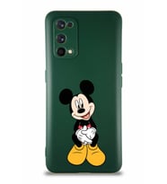 Realme 7 Pro Soft Premier Kapak Mickey Mouse-A Tasarımlı Silikon Kılıf - Yeşil (Şeffaf)