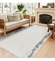 Makine Kaymaz Yıkanabilir Beyaz Modern Triko Salon Halısı Mutfak Halısı Koridor Halısı Yolluk 12150