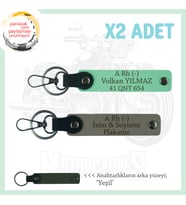 Hız Aşıkları İçin İsim Plaka ve A Rh (-) Kan Grubu Yazılı Hediyelik x2 Anahtarlık, Kül Gri-Yeşil-Ysl