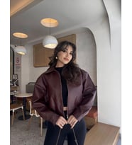 Deri Bomber Deri Ceket (Bordo)