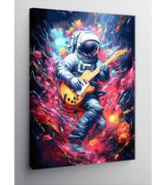 Kanvas Tablo Uzayda Gitar Çalan Astronot