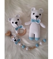 Sevimli Ayıcık Yeni Doğan Seti Amigurumi Organik Oyuncak
