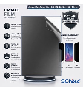 SChitec Apple MacBook Air 13.6 (M2 2024) Uyumlu Ön Yüzey Hayalet Privacy Hidrojel Ekran Koruyucu