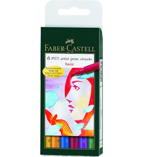 Faber-Castell Pitt Çizim Kalemi Fırça Uç, 6'lı, Ana Renkler