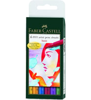 Faber-Castell Pitt Çizim Kalemi Fırça Uç, 6'lı, Ana Renkler
