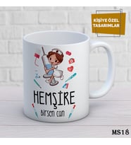 Kişiye Özel Meslek Temalı Kupa  İsimli & Fotoğraflı Premium Hediye Bardak Hemşire