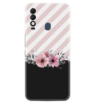 Tecno Spark 8T Kılıf Resimli Desenli Baskılı Silikon Strip Pink Flowers 1396
